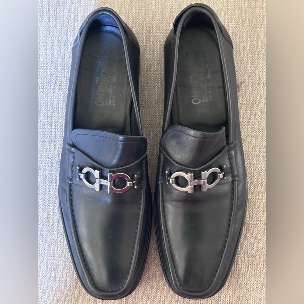 Salvatore Ferragamo David Horsebit Men’s Black Leather Dress Loafers Size 13 D - Picture 12 of 14